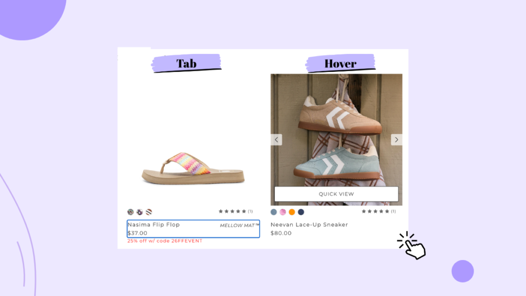 Quick View button invisible on keyboard focus; an e-commerce accessibility failure.